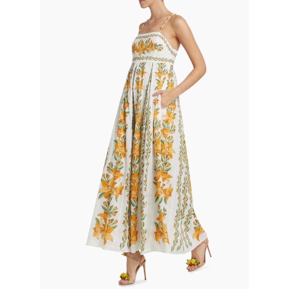 Farm Rio  Tropical Lightness Floral Cotton Maxi Dress Size XS